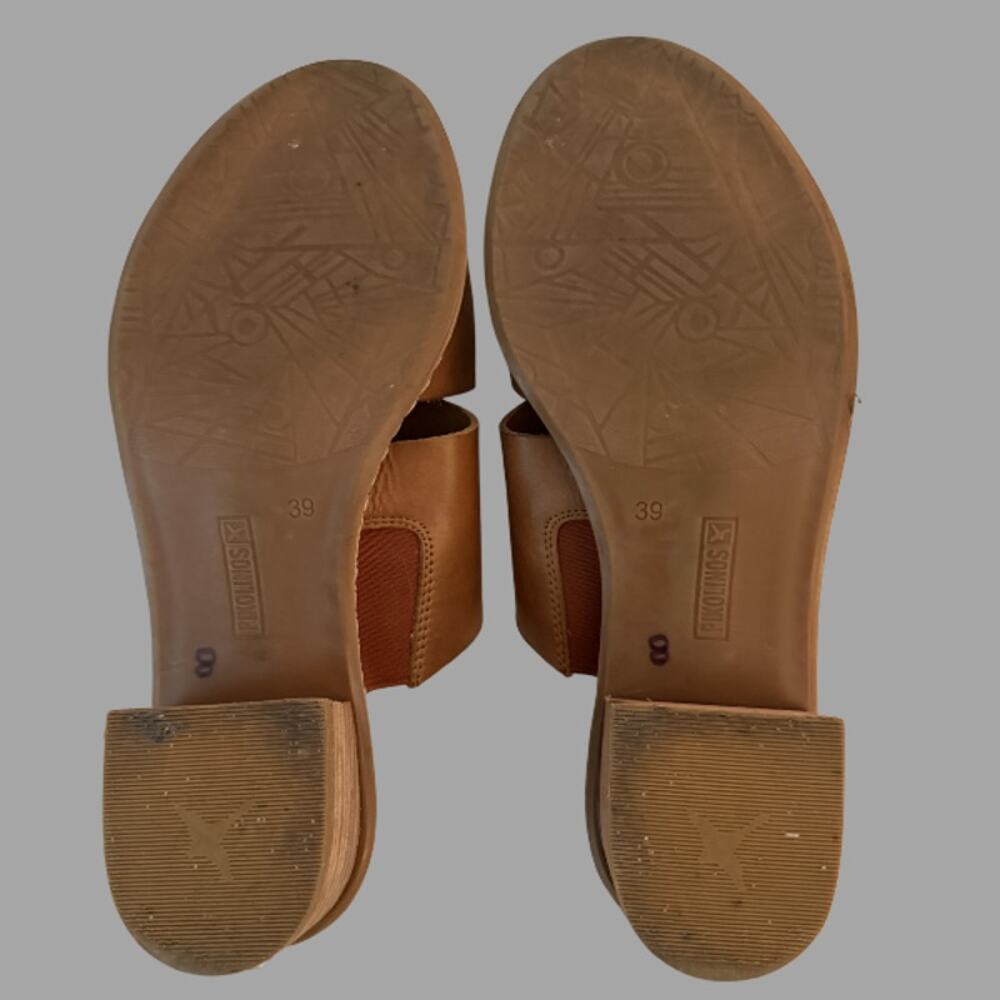 Pikolinos Brown Leather Heeled Mule Slide Sandal Women Size 8 / EU 39 - Picture 5 of 6